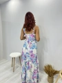 ÇİÇEKLİ ASKILI UZUN ELBİSE