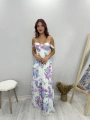 ÇİÇEKLİ ASKILI UZUN ELBİSE