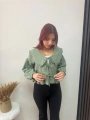 BEBE YAKA FIRFIRLI BAĞLAMALI BLUZ YEŞİL