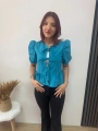 MAVİ FIRFIRLI BAĞLAMALI BLUZ