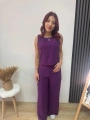 MOR GENİŞ PAÇA PANTOLONLU TAKIM
