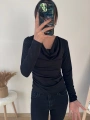 SİYAH DEGAJE YAKA BLUZ