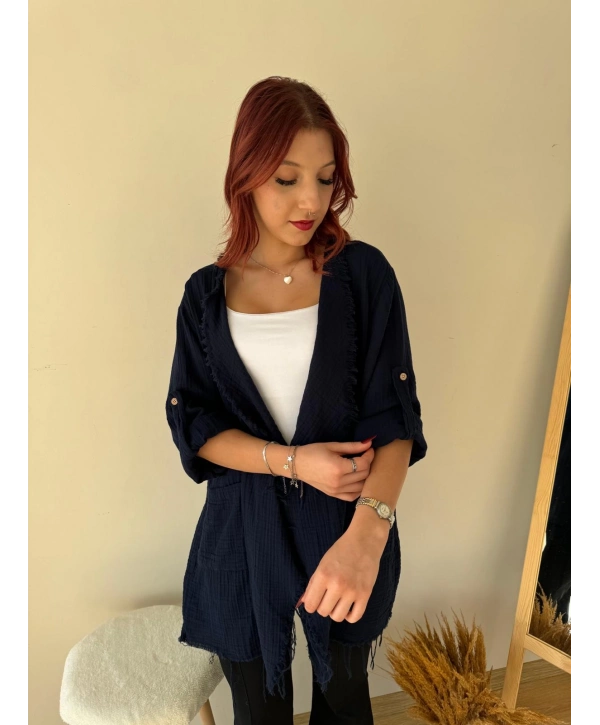 LACİVERT MÜSLİN CEKET