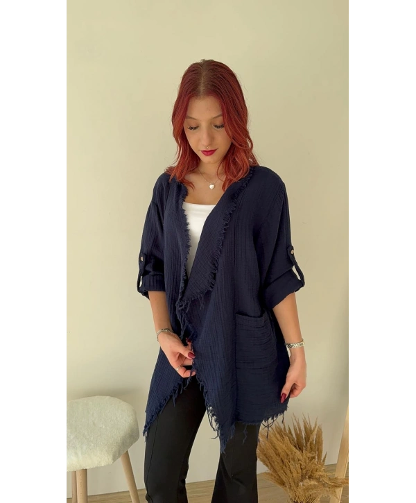 LACİVERT MÜSLİN CEKET