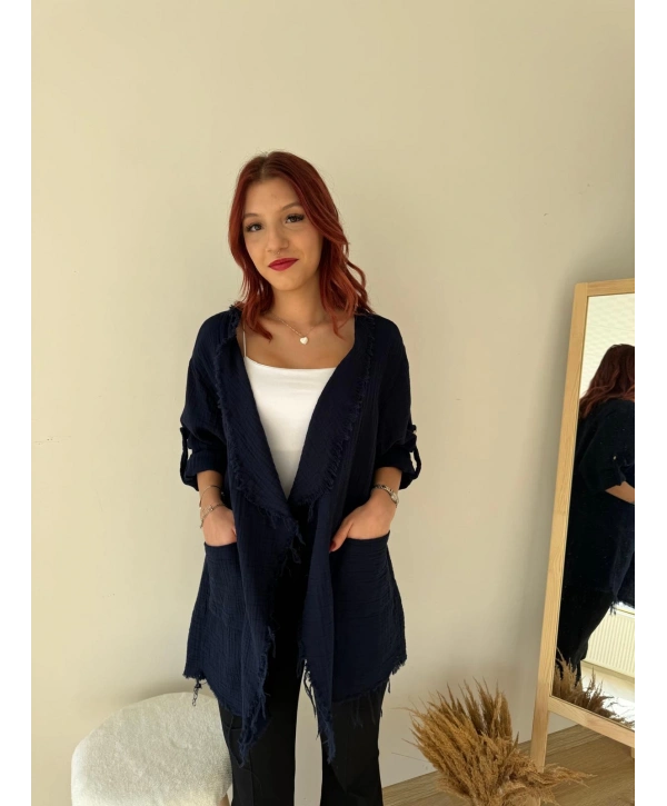 LACİVERT MÜSLİN CEKET