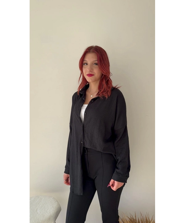 KRİNKIL SİYAH GÖMLEK