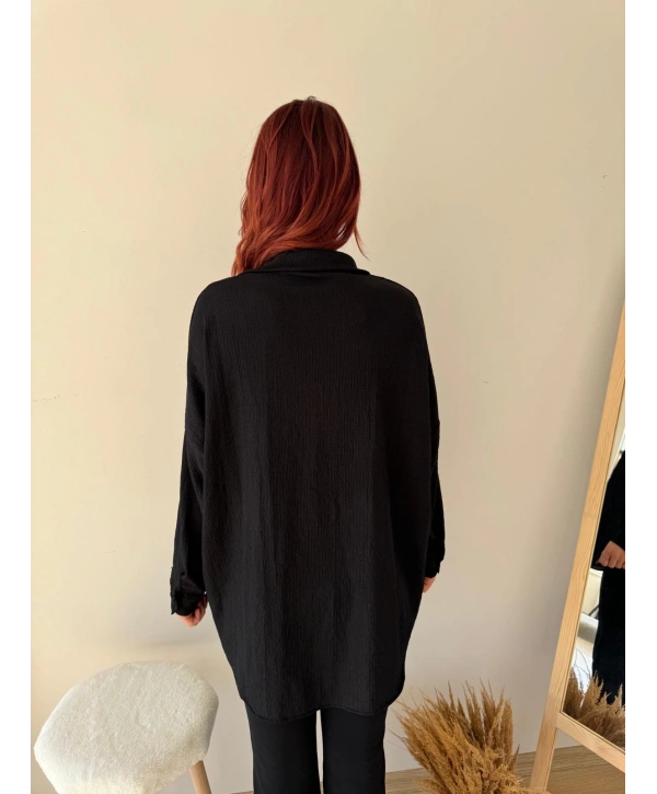 KRİNKIL SİYAH GÖMLEK