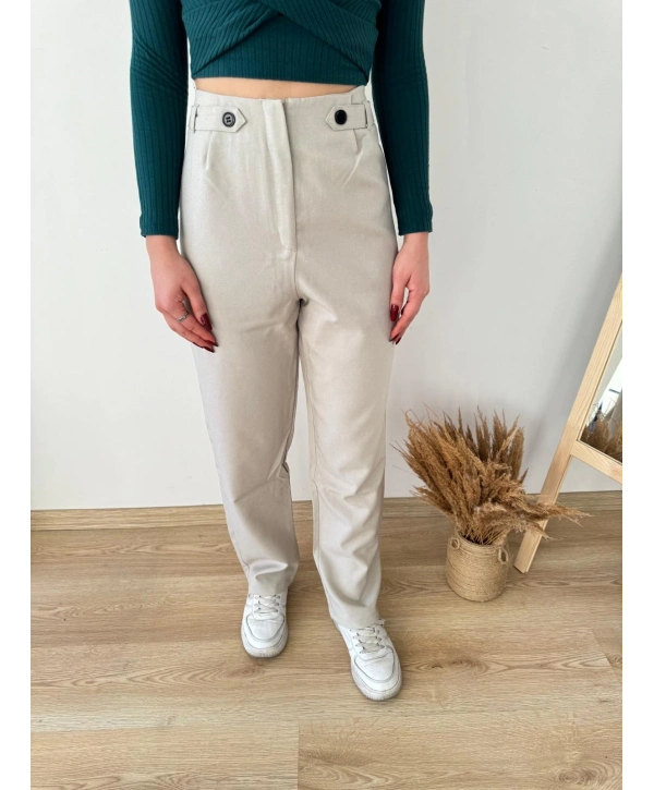 KREM APOLETLİ PANTOLON