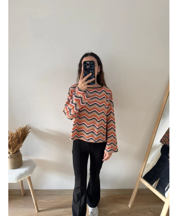 RENKLİ ZİKZAKLI KAZAK