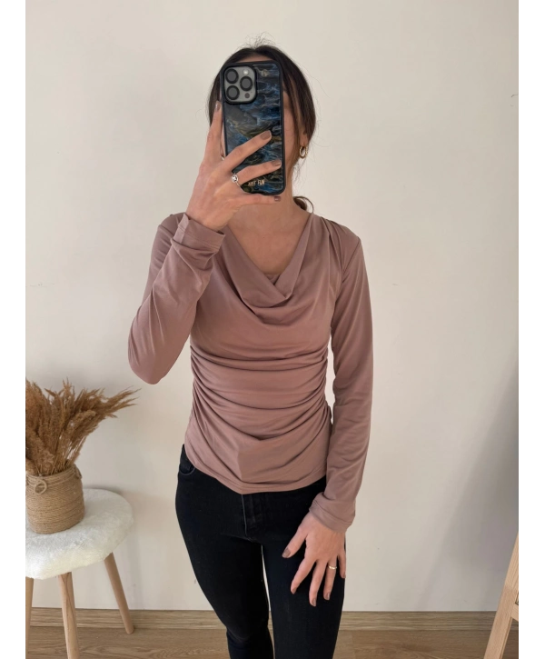 BEJ DEGAJE YAKA BLUZ