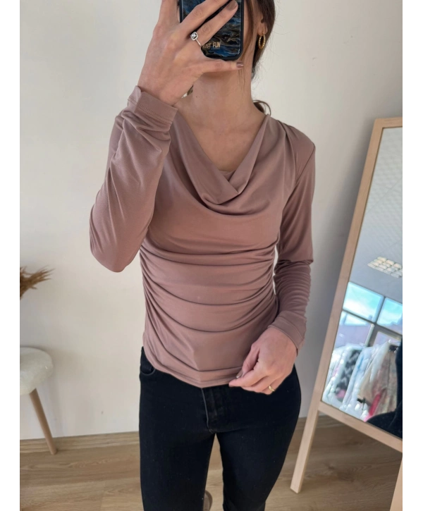 BEJ DEGAJE YAKA BLUZ