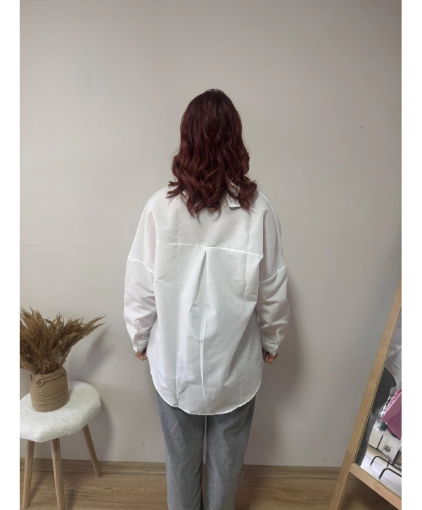 BEYAZ OVERSİZE BASIC GÖMLEK