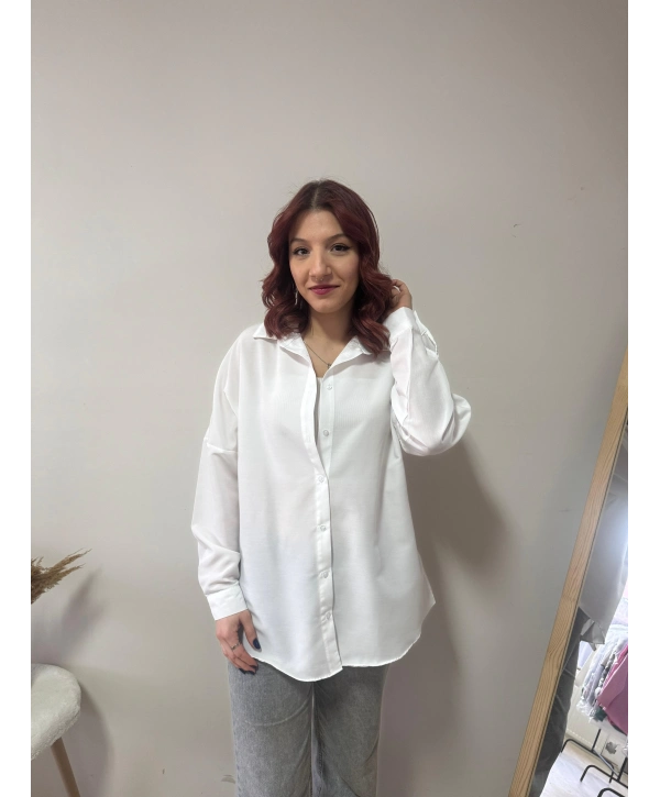 BEYAZ OVERSİZE BASIC GÖMLEK