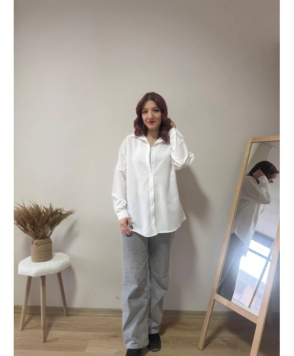 BEYAZ OVERSİZE BASIC GÖMLEK