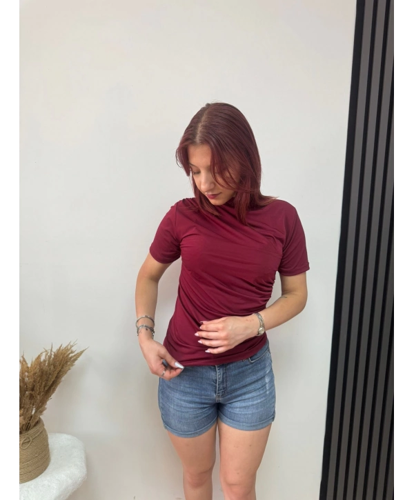 BORDO KISA KOLLU SANDY BLUZ