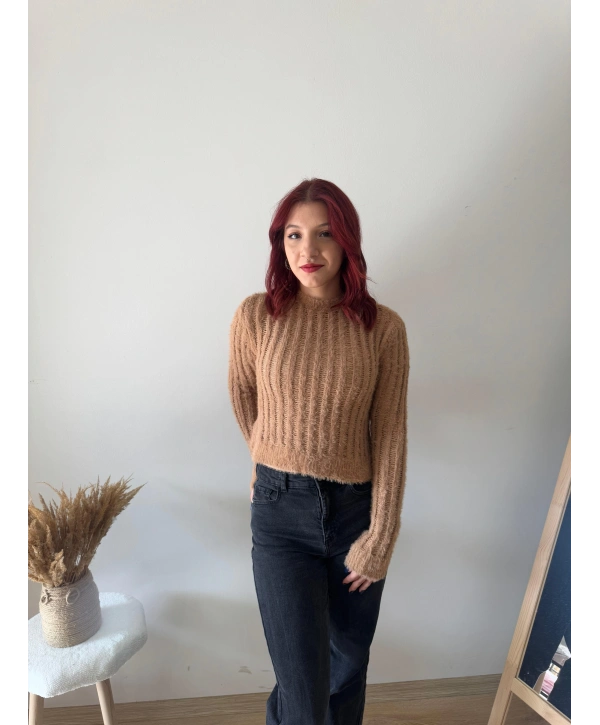 KAHVERENGİ SAKALLI AJURLU KAZAK