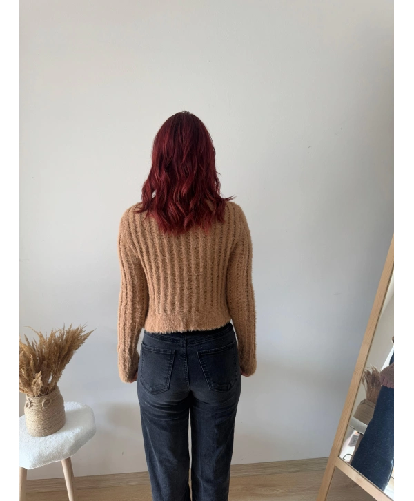 KAHVERENGİ SAKALLI AJURLU KAZAK