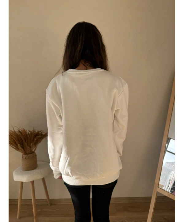 KALP NAKIŞLI SWEAT BEYAZ