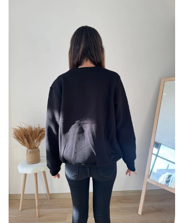 KALP NAKIŞLI SWEAT SİYAH