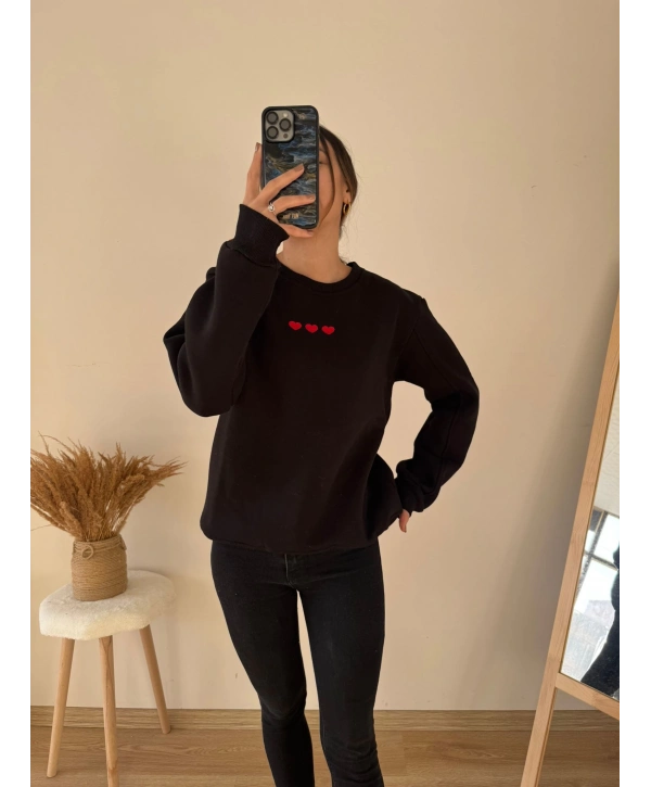 KALP NAKIŞLI SWEAT SİYAH