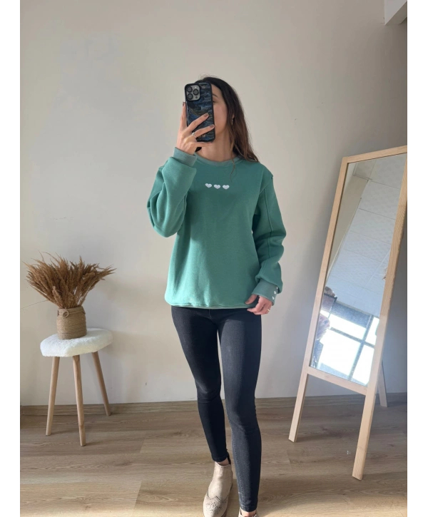 KALP NAKIŞLI SWEAT YEŞİL