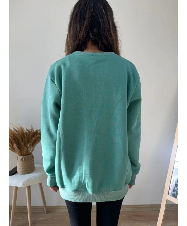 KALP NAKIŞLI SWEAT YEŞİL