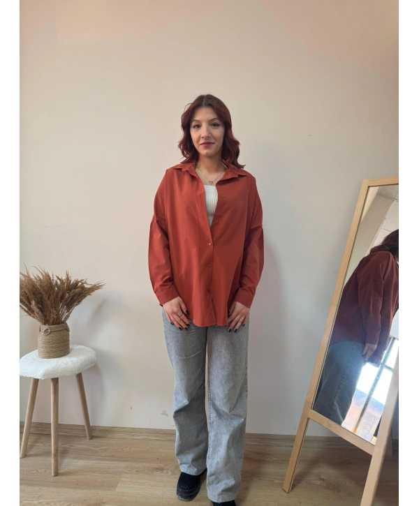 KİREMİT OVERSİZE BASIC GÖMLEK