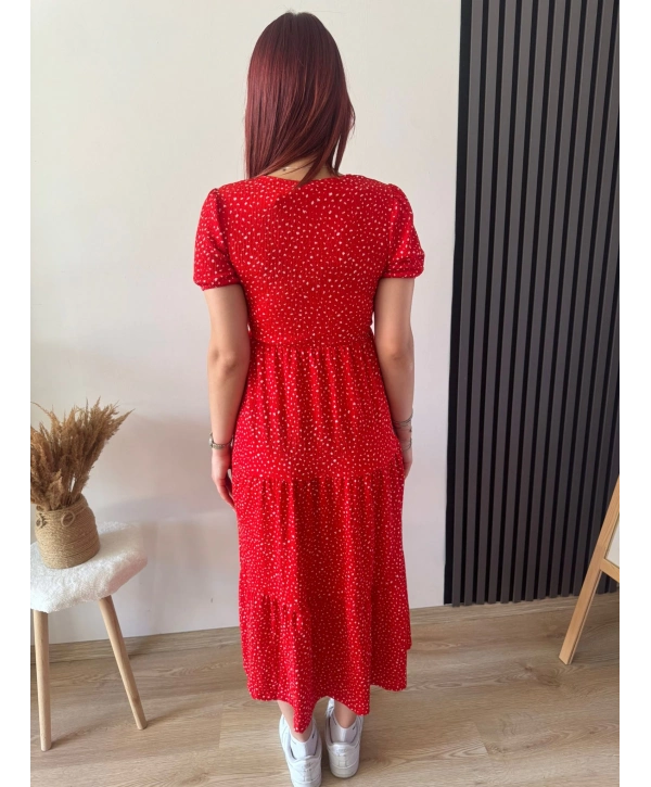 KIRMIZI BENEKLİ ELBİSE