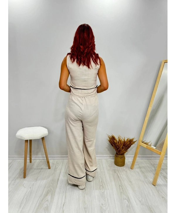 KREM ÇİZGİLİ TAKIM