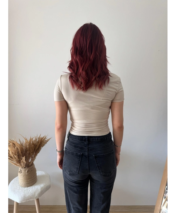 KREM KISA KOLLU SANDY BLUZ