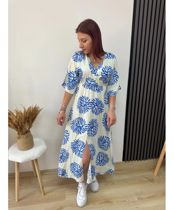 MAVİ DESENLİ ELBİSE