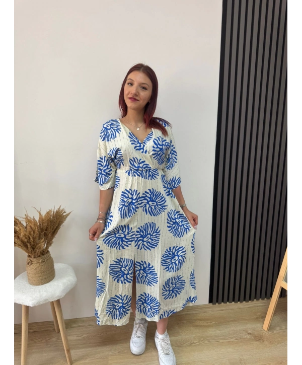 MAVİ DESENLİ ELBİSE