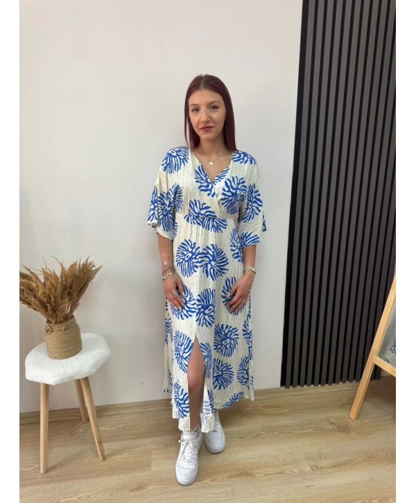 MAVİ DESENLİ ELBİSE