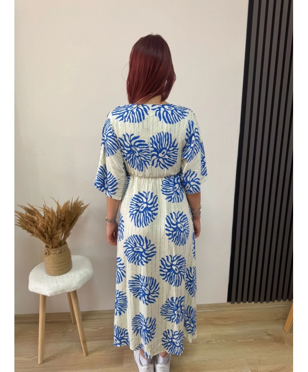 MAVİ DESENLİ ELBİSE