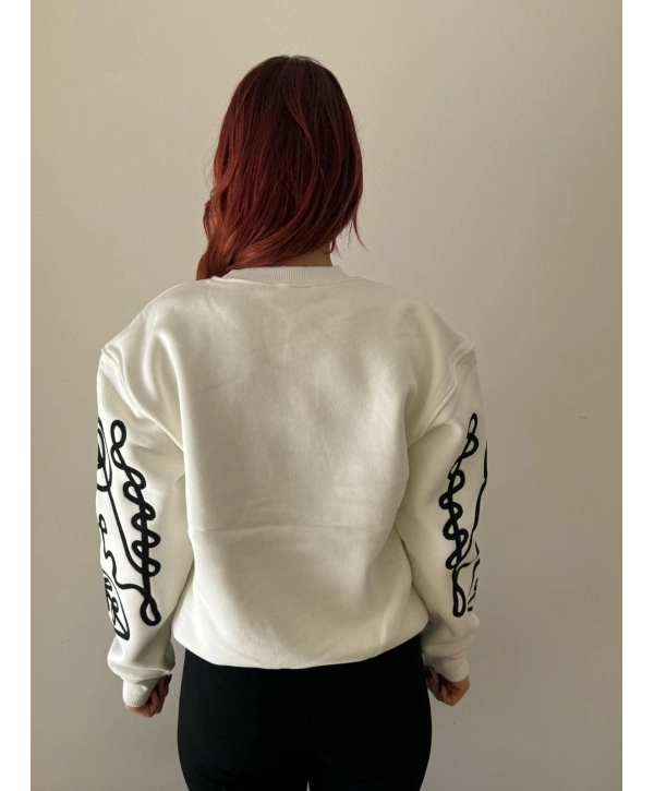 NAKIŞLI SWEAT BEYAZ