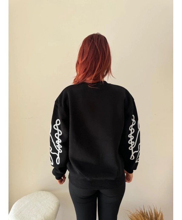 NAKIŞLI SWEAT SİYAH