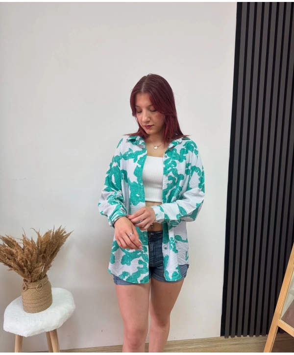 OVERSIZE UZUN BASIC GÖMLEK MINT