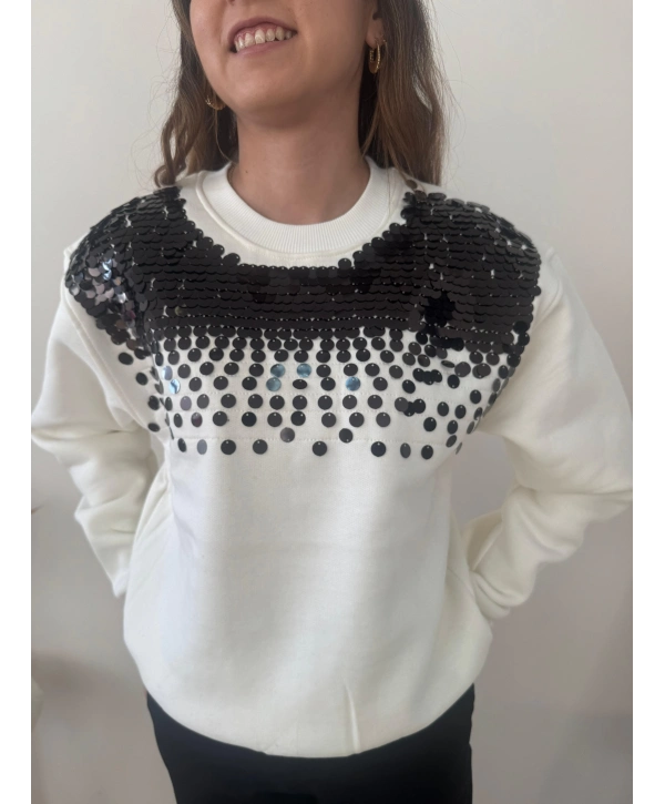 PUL DETAYLI SWEAT BEYAZ