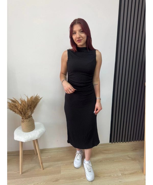 SİYAH MİDİ ELBİSE