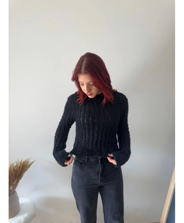 SİYAH SAKALLI AJURLU KAZAK