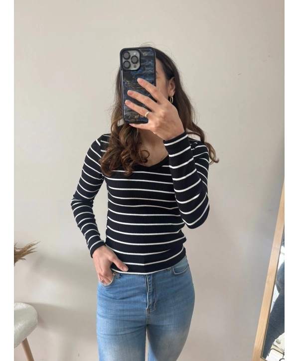 V YAKA SİYAH KAŞKORSE BLUZ