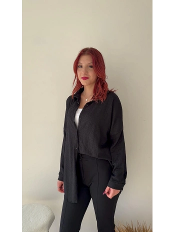 KRİNKIL SİYAH GÖMLEK