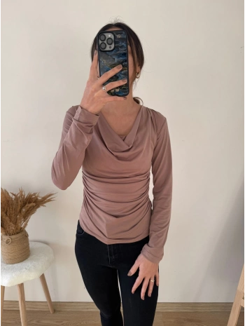 BEJ DEGAJE YAKA BLUZ