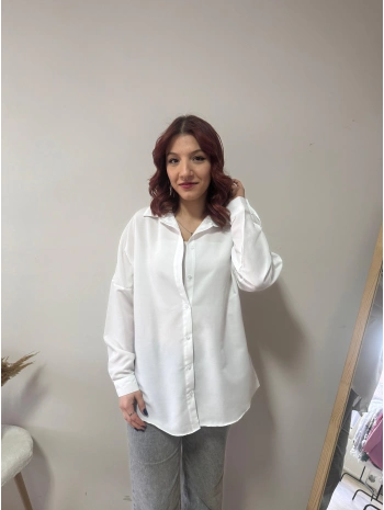 BEYAZ OVERSİZE BASIC GÖMLEK