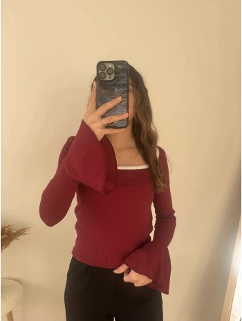 İSPANYOL KOL KAŞKORSE BLUZ BORDO