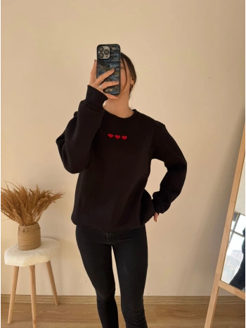 KALP NAKIŞLI SWEAT SİYAH