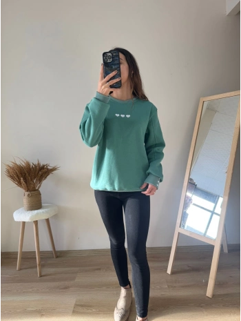KALP NAKIŞLI SWEAT YEŞİL