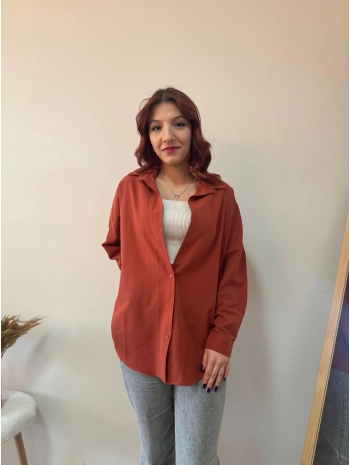 KİREMİT OVERSİZE BASIC GÖMLEK