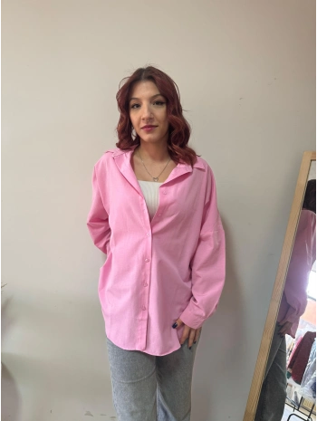 PEMBE OVERSİZE BASIC GÖMLEK