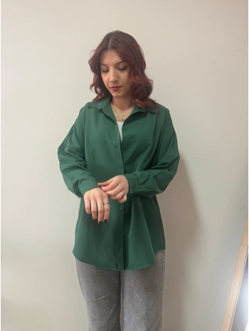 ZÜMRÜT YEŞİLİ OVERSİZE BASIC GÖMLEK